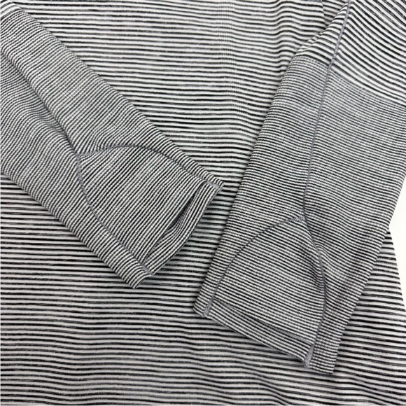 Lululemon Swiftly Speed Long Sleeve Top Tee White Black Stripe - Picture 3 of 8